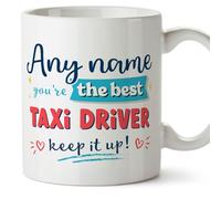 MUGFFINS Personalised Mug for Taxi Driver Man - in English - Keep it up! - Funny Custom Gift for Colleagues - Ceramic 11oz Mug
