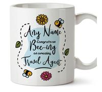 MUGFFINS Personalised Mug for Travel Agent - in English - Thanks for Beeing - Funny Custom Gift for Colleagues - Ceramic 11oz Mug