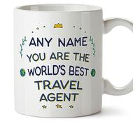 MUGFFINS Personalised Mug for Travel Agent - in English - World's Best - Funny Custom Gift for Colleagues - Ceramic 11oz Mug