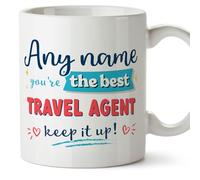 MUGFFINS Personalised Mug for Travel Agent man - in English - Keep it up! - Funny Custom Gift for Colleagues - Ceramic 11oz Mug