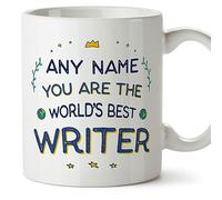 MUGFFINS Personalised Mug for Writer - in English - World's Best - Funny Custom Gift for Colleagues - Ceramic 11oz Mug