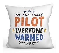 MUGFFINS PILOT Cushion Padding included - in English - Everyone warned you about - Funny gift - Pillow: cover and filling 15.7x15.7 inches