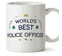 MUGFFINS Police Officer Mug - in English - World's Best - Funny Gift for Colleagues - Ceramic 11oz Mug