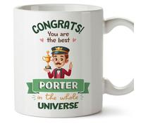 MUGFFINS Porter Man Mug - in English - Best in Universe Trophy - Funny Gift for Colleagues - Ceramic 11oz Mug