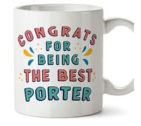 MUGFFINS Porter Mug - in English - Congrats for Being The Best - Funny Gift for Colleagues - Ceramic 11oz Mug