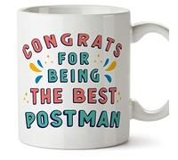 MUGFFINS Postman Man Mug - in English - Congrats for Being the Best - Funny Gift for Colleagues - Ceramic 11oz Mug