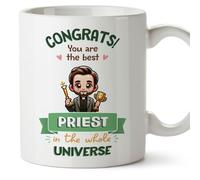 MUGFFINS Priest Man Mug - in English - Best in Universe Trophy - Funny Gift for Colleagues - Ceramic 11oz Mug