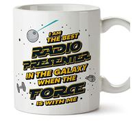 MUGFFINS Radio Presenter Mug - in English - Best in The Galaxy The Force is with Me - Funny Gift for Colleagues - Ceramic 11oz Mug