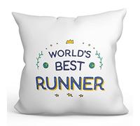 MUGFFINS RUNNER Cushion Padding included - in English - World's Best - Funny gift - Pillow: cover and filling 15.7x15.7 inches