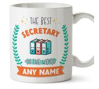 MUGFFINS Secretary Mug - in English - World's Best - with Doodle - Funny Gift for Colleagues - Ceramic 11oz Mug