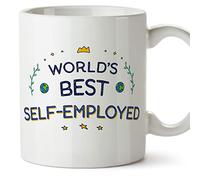 MUGFFINS SELF-Employed Mug - in English - World's Best - Funny Gift for Colleagues - Ceramic 11oz Mug