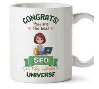 MUGFFINS SEO Woman Mug - in English - Best in Universe Trophy - Funny Gift for Colleagues - Ceramic 11oz Mug
