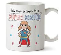 MUGFFINS Sister Mug/Cup - Super Sister - Coffee Mug for Breakfast/Birthday Presents for Siblings/Ceramic 11 oz