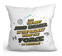 MUGFFINS SOUND ENGINEER Cushion Padding included - in English - Best in The Galaxy The Force is With Me - Funny gift - Pillow: cover and filling 15.7x15.7 inches