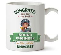MUGFFINS Sound Engineer Man Mug - in English - Best in Universe Trophy - Funny Gift for Colleagues - Ceramic 11oz Mug