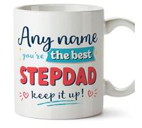 MUGFFINS Stepdad Mug - in English - Keep it up! - Funny Gift - Ceramic 11oz Mug