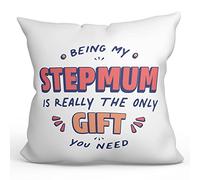 MUGFFINS STEPMUM Cushion Padding included - in English - I'm the only gift you need - Funny gift - Pillow: cover and filling 15.7x15.7 inches