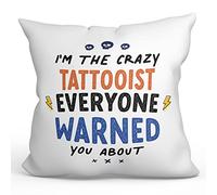 MUGFFINS TATTOOIST Cushion Padding included - in English - Everyone warned you about - Funny gift - Pillow: cover and filling 15.7x15.7 inches