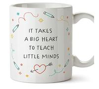 MUGFFINS Teacher Mug - in English - Big Heart Little Minds - Funny Gift for Colleagues - Ceramic 11oz Mug