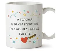 MUGFFINS Teacher Mug - in English - Teacher Remembered for Life - Funny Gift for Colleagues - Ceramic 11oz Mug
