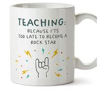 MUGFFINS Teacher Mug - in English - Too Late Rockstar - Funny Gift for Colleagues - Ceramic 11oz Mug