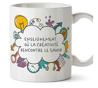 MUGFFINS Teacher Mug - in French - Créativité Rencontre le Savoir - Funny Gift for Colleagues - Ceramic 11oz Mug