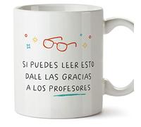 MUGFFINS Teacher Mug - in Spanish - Leer Gracias profesores - Funny Gift for Colleagues - Ceramic 11oz Mug