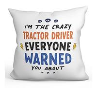 MUGFFINS TRACTOR DRIVER Cushion Padding included - in English - Everyone warned you about - Funny gift - Pillow: cover and filling 15.7x15.7 inches