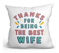 MUGFFINS WIFE Cushion Padding included - in English - Thanks for being the best - Funny gift - Pillow: cover and filling 15.7x15.7 inches