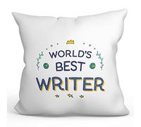 MUGFFINS WRITER Cushion Padding included - in English - World's Best - Funny gift - Pillow: cover and filling 15.7x15.7 inches