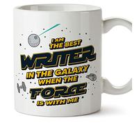 MUGFFINS Writer Mug - in English - Best in The Galaxy The Force is with Me - Funny Gift for Colleagues - Ceramic 11oz Mug