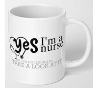 Mugged Off Humorous Work Nurse Mug, Colleague Gift, White, 'Yes I'm a Nurse, No I'm Not Going to Take a Look at It' Funny Gift Hospital Health Worker