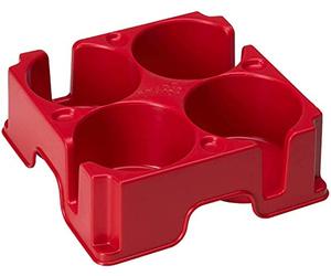 muggi 4 Cup Holder/Drink Holder - Reusable Non Spill Cup Holder - Travel, Camping, Festival - Recycled Plastic Mobility Aid Cup Carrier - Hot Drinks Tray, Tea, Coffee & Bottle Holder - Red