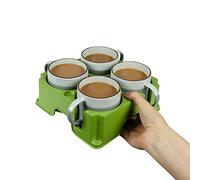 muggi 4 Cup Holder - Reusable Non Spill Drink Holder - Portable Drink Caddy for Motorhome, Caravan, Camping - Mobility Aid Cup Carrier - Hot Drinks Tray, Tea, Coffee & Bottle Holder - Sage Green