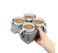 muggi 4 Cup Holder - Reusable Non Spill Drink Holder - Portable Drink Caddy for Motorhome, Caravan, Camping - Mobility Aid Cup Carrier - Hot Drinks Tray, Tea, Coffee & Bottle Holder - Graphite Grey