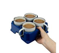 muggi 4 Cup Holder - Reusable Non Spill Drink Holder - Portable Drink Caddy for Motorhome, Caravan, Camping - Mobility Aid Cup Carrier - Hot Drinks Tray, Tea, Coffee & Bottle Holder - Petrol Blue
