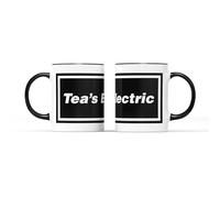 MuggLife Tea's Electric Mug - Music Band Oasis Fan She's Gift Idea Present Birthday Christmas Coffee Heavy Duty Ceramic Handle Coated Dishwasher Microwave Safe (Black Handle)