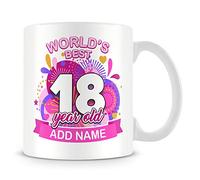MUGGZ 18th Birthday Gift for Women - Personalised Mug/Cup - Add Name - Worlds Best Design - Pink - Custom Funny Coffee Mug - Unique Gift for Friends & Family