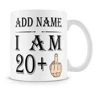 MUGGZ 21st Birthday Gift - Personalised Mug/Cup - Add Name - 21 Years Bird Flip - Funny Rude Joke Birthday Celebration Cup - Dishwasher Microwave Safe -.Best Gift for Mum, Dad, Teacher or Anyone