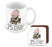 MUGGZ 25th Birthday Gift for Grumpy Old Man - Mug & Coaster - Giftset - Made in The UK