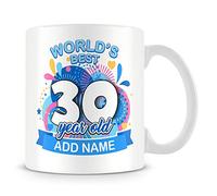MUGGZ 30th Birthday Gift for Men - Personalised Mug/Cup - Add Name - Worlds Best Design - Blue - Custom Funny Coffee Mug - Unique Gift for Friends & Family