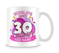 MUGGZ 30th Birthday Gift for Women - Personalised Mug/Cup - Add Name - Worlds Best Design - Pink - Custom Funny Coffee Mug - Unique Gift for Friends & Family