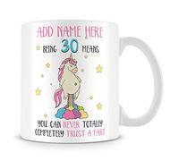 MUGGZ 30th Birthday Gift - Personalised Cup - Add Name - Funny 30 Birthday Mug - Never Trust A Fart