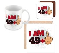 MUGGZ 50th Birthday Gift - Mug, Card & Coaster - Middle Finger - Giftset - Made in The UK