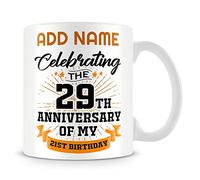 MUGGZ 50th Birthday Mug Personalised Gift - Celebrating The 29th Anniversary of My 21st Birthday