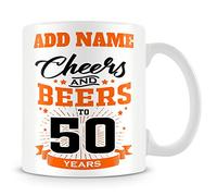 MUGGZ 50th Birthday Mug Personalised Gift - Cheers and Beers to 50 Years