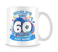 MUGGZ 60th Birthday Gift for Men - Personalised Mug/Cup - Add Name - Worlds Best Design - Blue - Custom Funny Coffee Mug - Unique Gift for Friends & Family