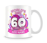 MUGGZ 60th Birthday Gift for Women - Personalised Mug/Cup - Add Name - Worlds Best Design - Pink - Custom Funny Coffee Mug - Unique Gift for Friends & Family