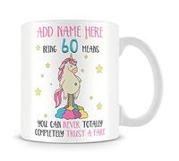 MUGGZ 60th Birthday Gift - Personalised Cup - Add Name - Funny 60 Birthday Mug - Never Trust A Fart