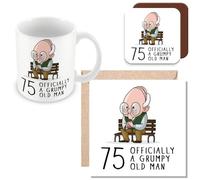 MUGGZ 75th Birthday Gift for Grumpy Old Man - Mug, Card & Coaster - Giftset - Made in The UK
